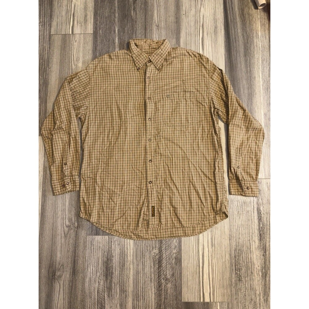 Mens Vintage Timberland Weathergear Shirt Greenish Brown Size Lg Long